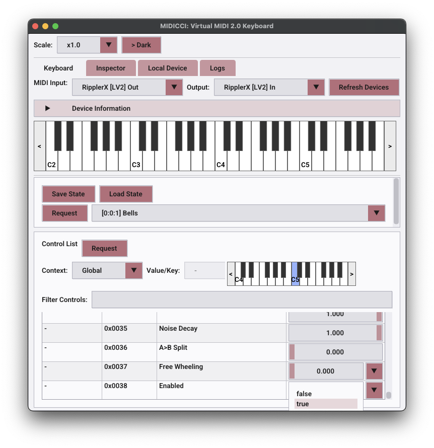 MIDICCI application screenshot